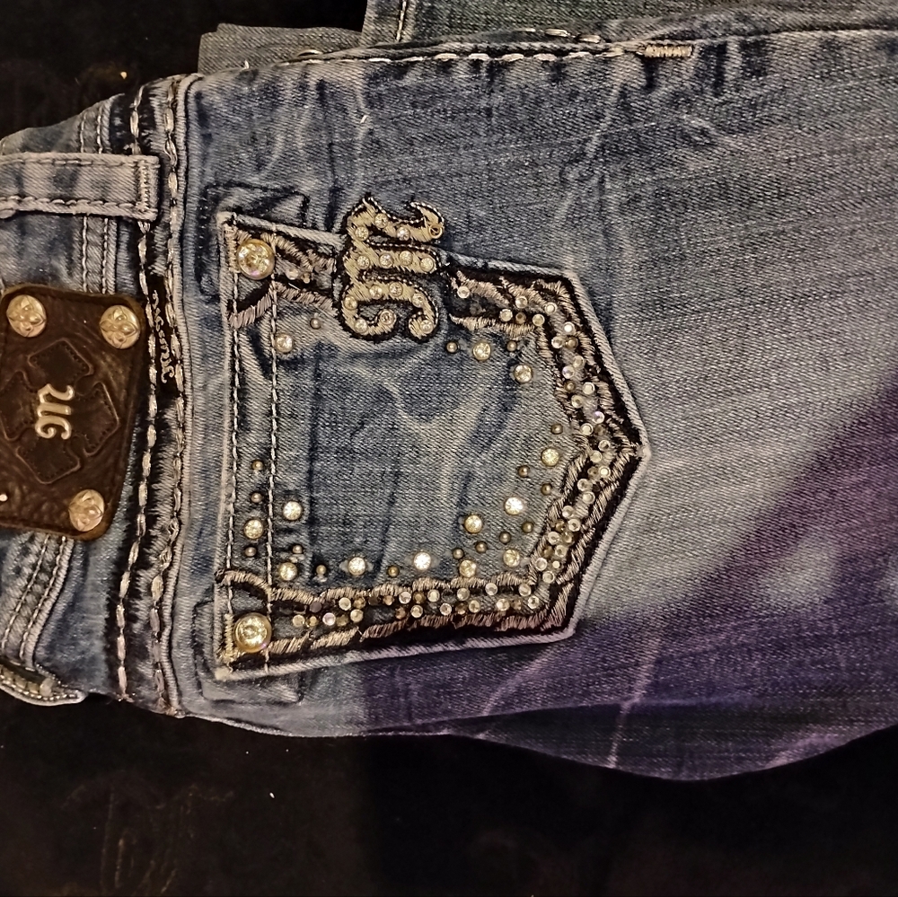 Embellished Miss Me Jeans with Rhinestone Accents